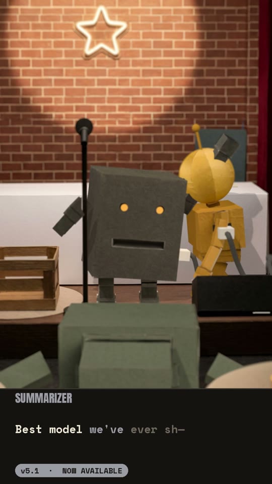 The Standup: a paper robot dances on a comedy-club stage